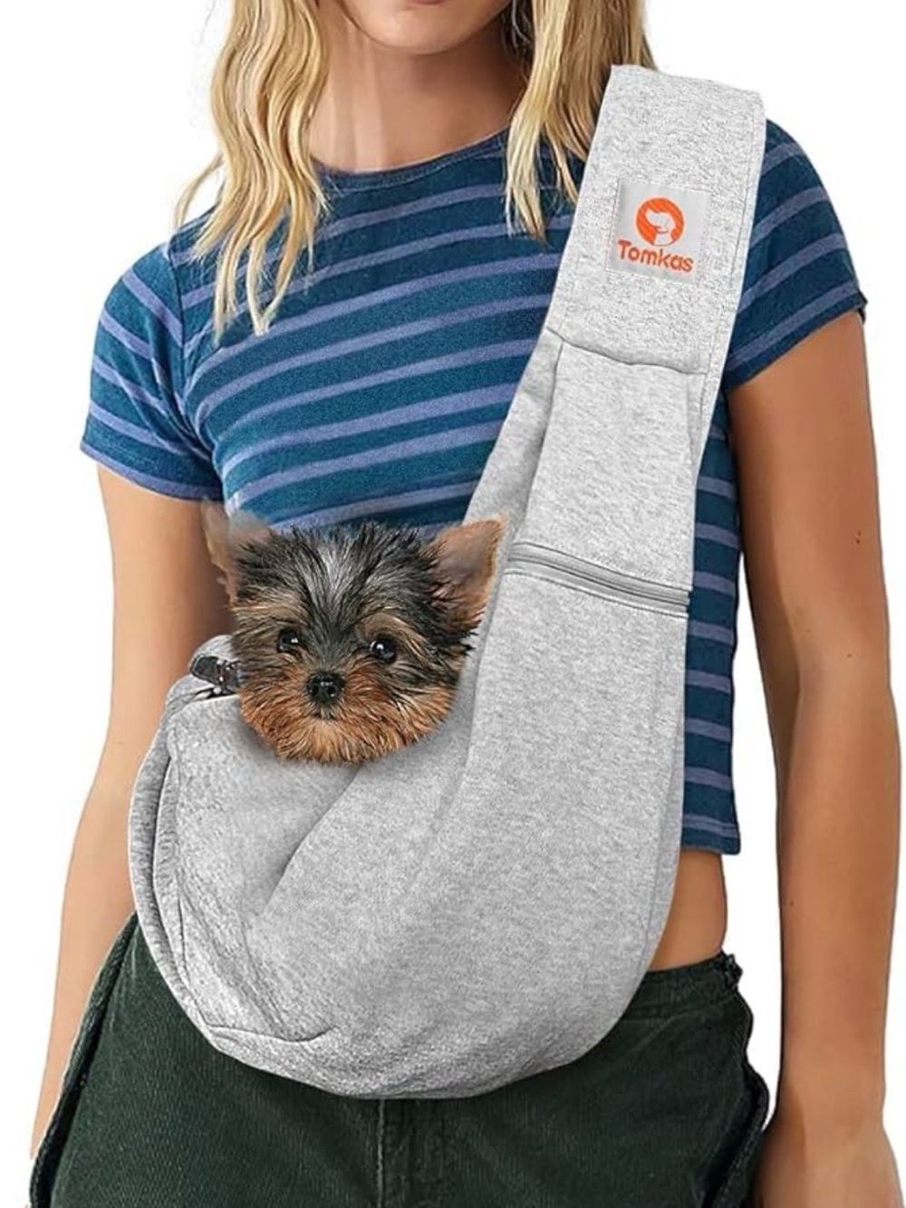 Tomkas Small Dog Cat Gray Pet Sling Carrier 3-10lbs
